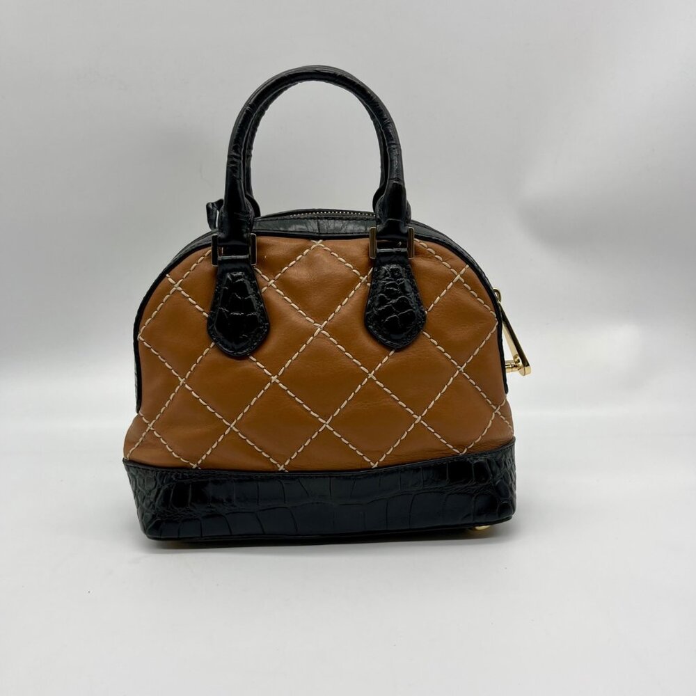 Michael Kors Brown Leather Smythe Dome Satchel Bag - Picture 2 of 11